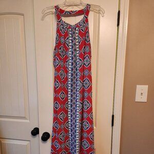 CROWN & IVY MAXI DRESS RED & BLUE